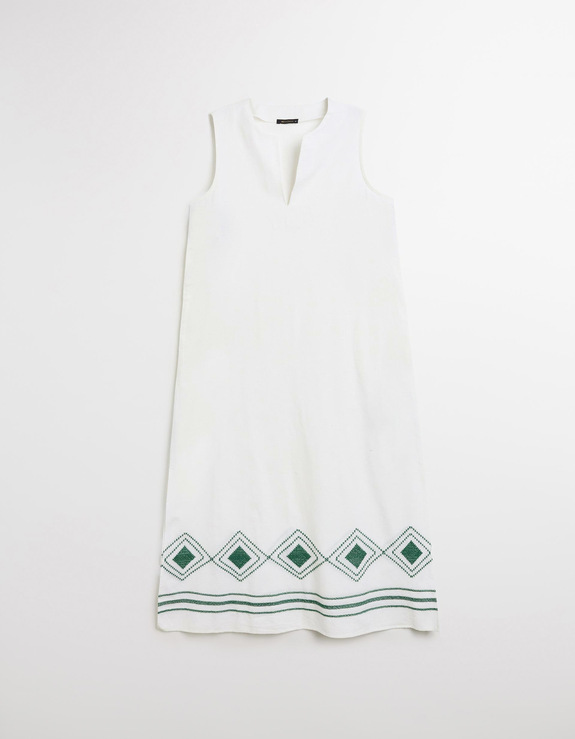 Vestido com Linho, Mulher, Bege Claro