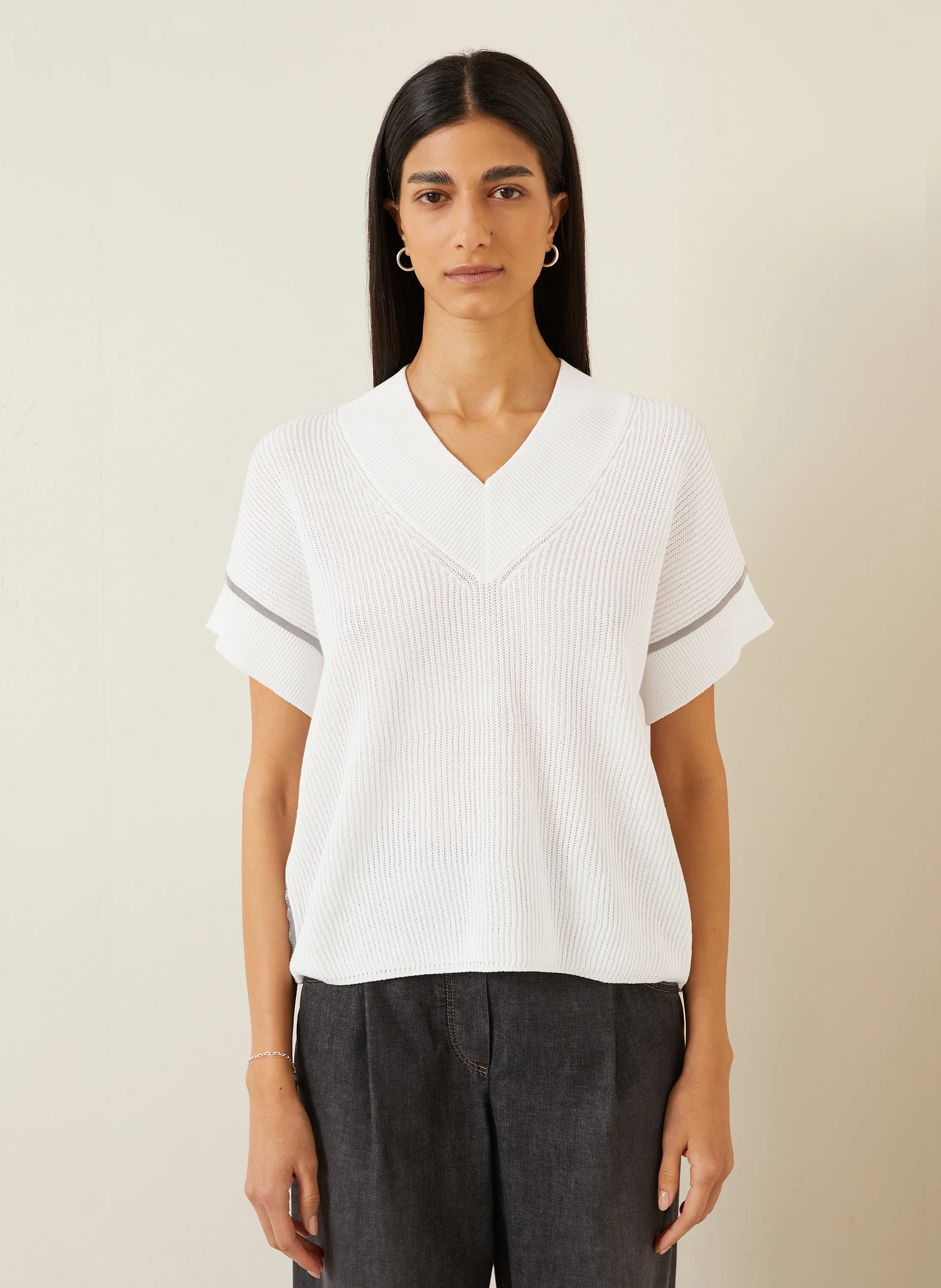BRUNELLO CUCINELLI Strickshirt mit Schmucksteinen