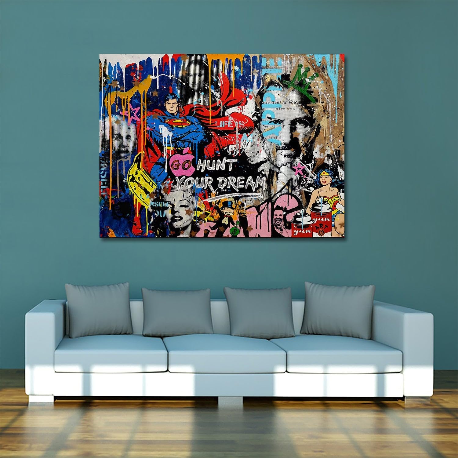 Pop Art Stars XL abstrakt Wandbild Leinwandbild Kunst Deko XL Größe 90x60x2cm