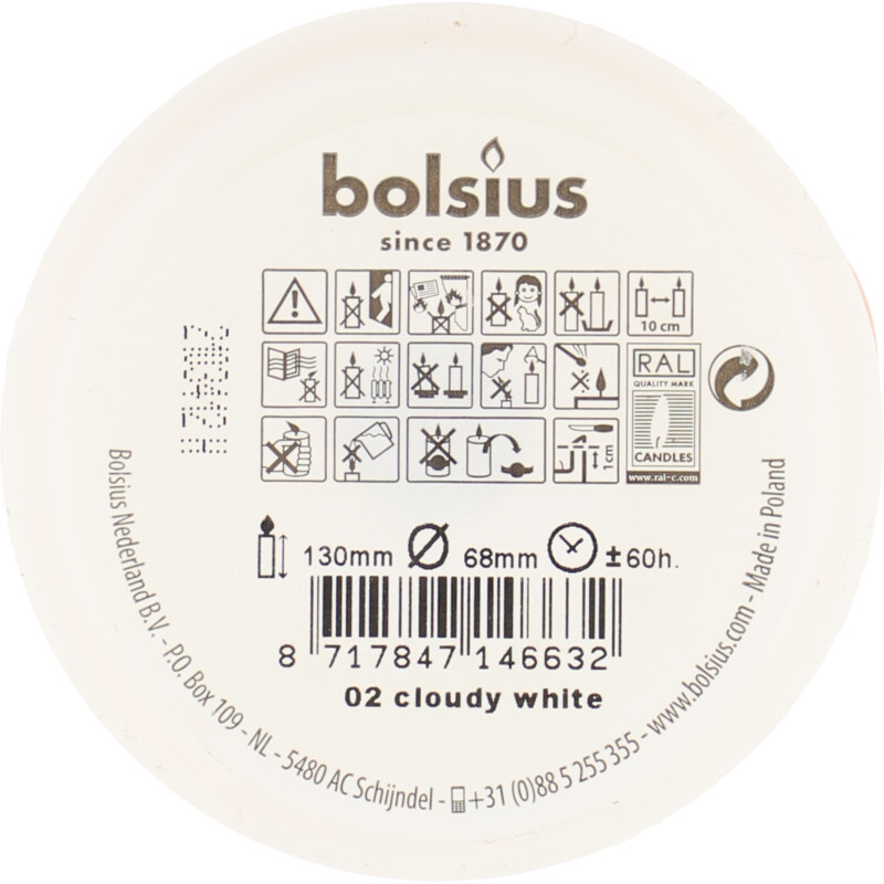 Bolsius Rustieke kaars wit 13cm