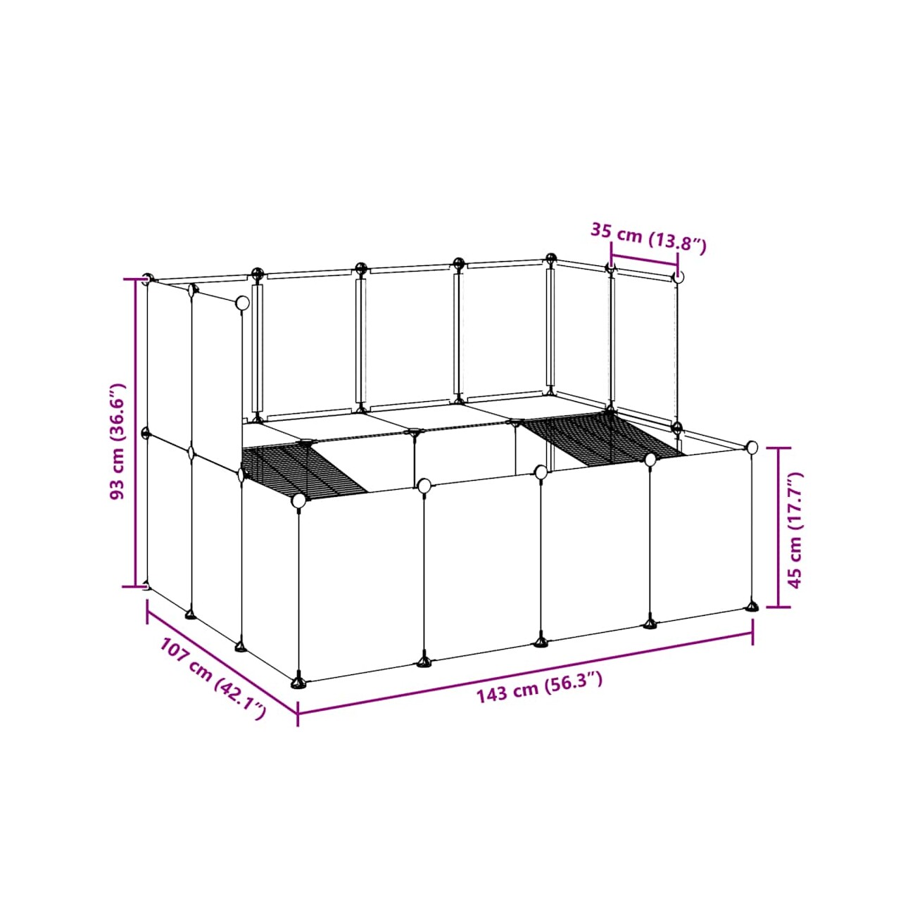 VidaXL Kleintierkäfig PP Stahl Freigehege Transparent/Schwarz