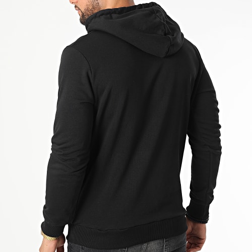 Sweat Capuche La Laverie Noir Rose Fluo