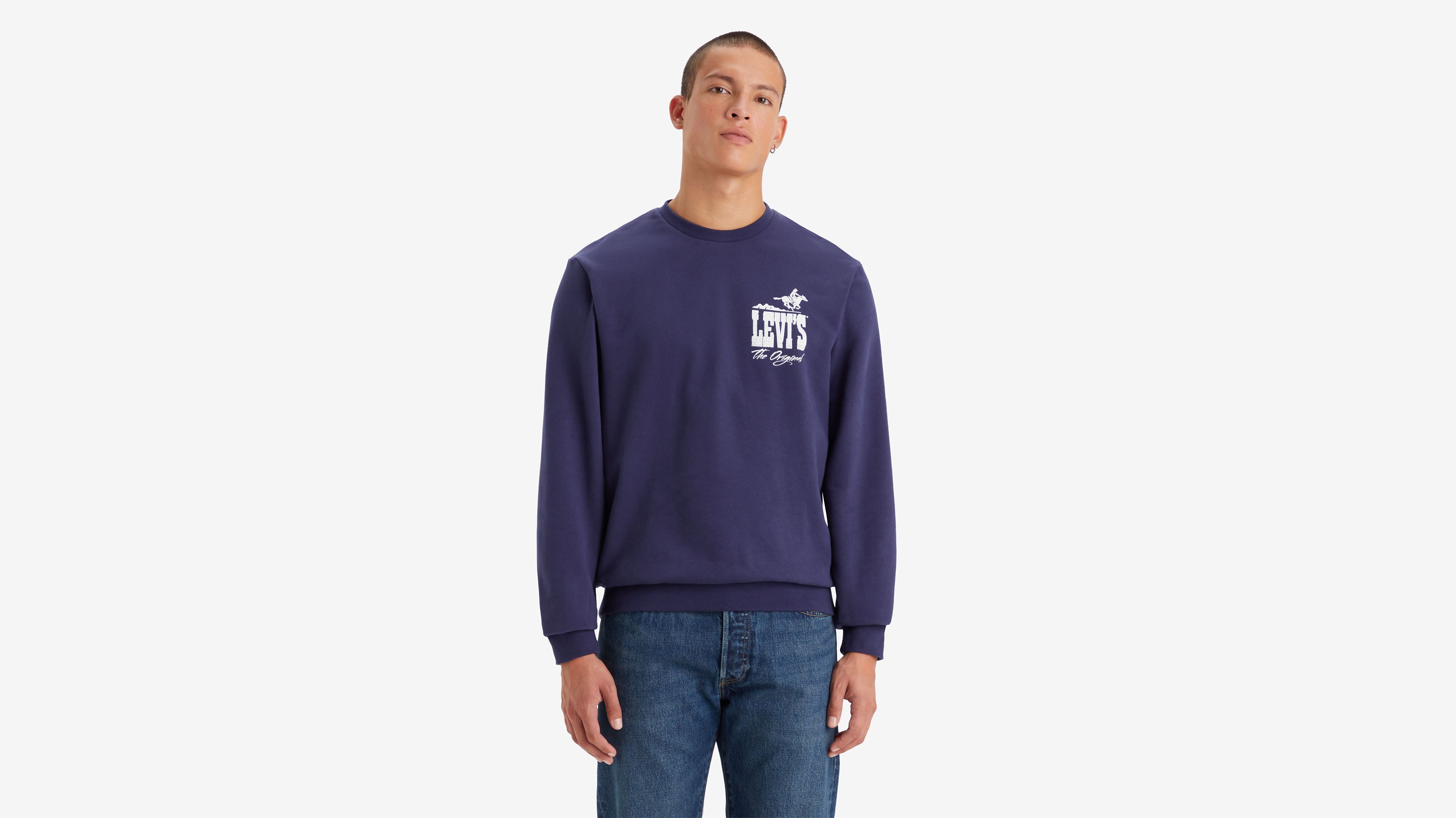Sweat-shirt col rond graphique Standard - Heather Tone Grey Logo Crew  Naval Academy - Bleu