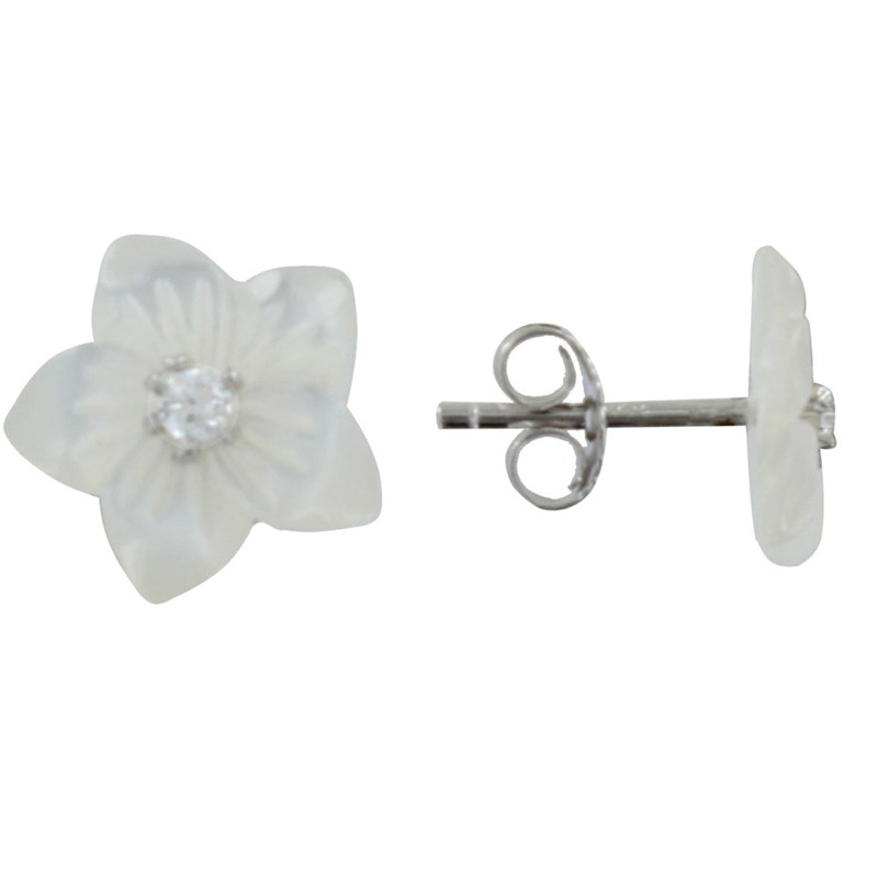 Boucles d'Oreilles Argent Fleur de Nacre