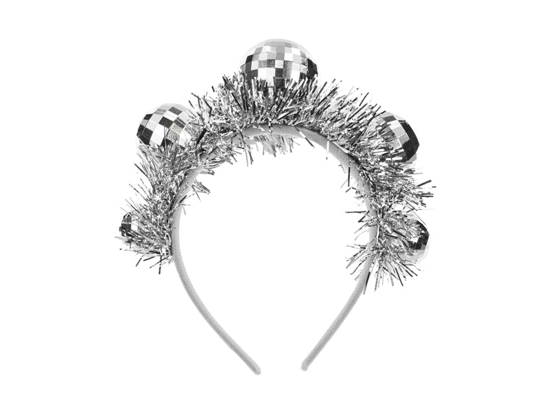 Disco 70S Haarband Zilver Discoballen