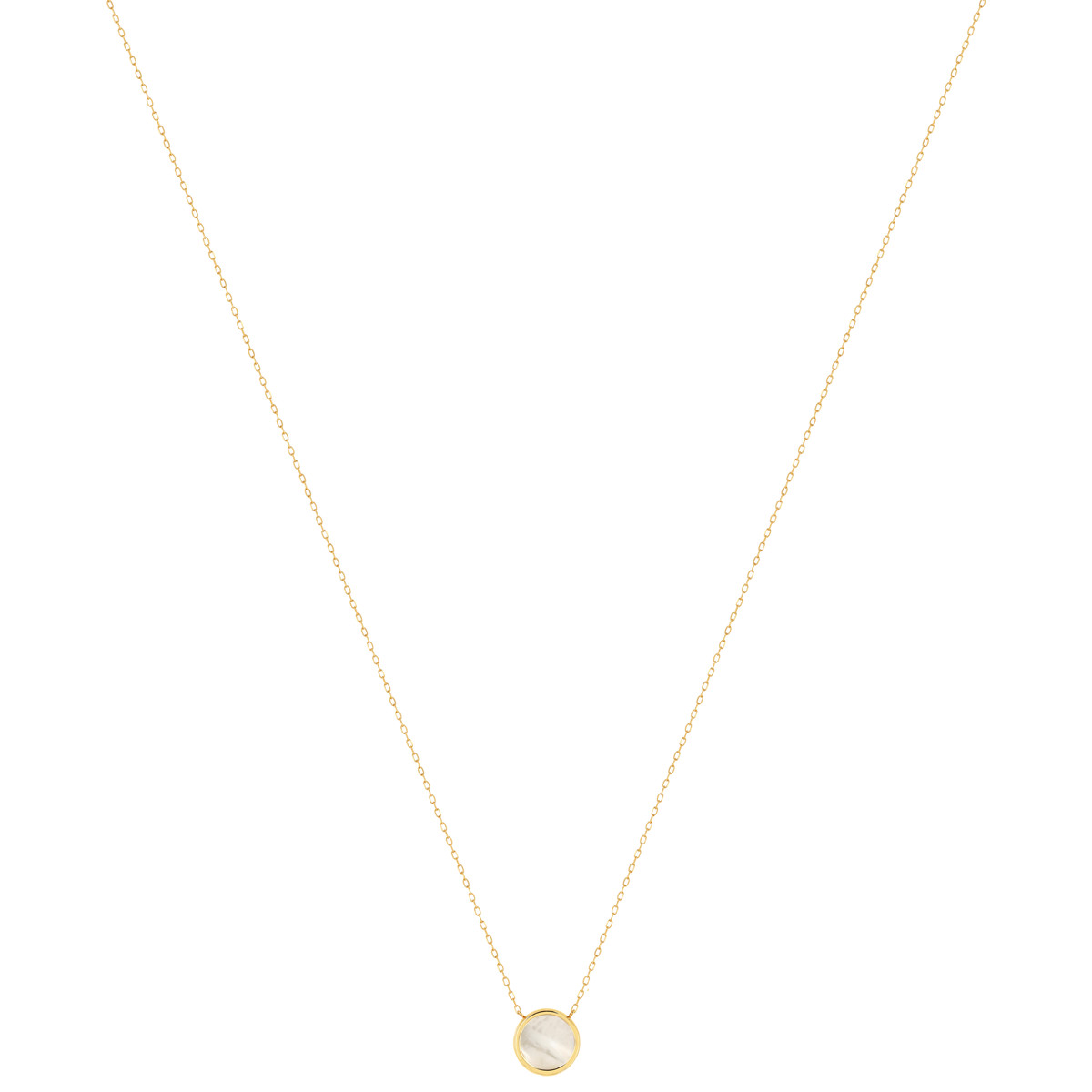 Collier or 750 jaune nacre blanche ronde 45 cm