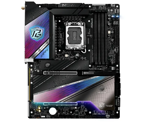 ASRock Phantom Gaming Z890 NOVA WIFI - Bundkort - ATX - LGA1851 sokkel - Z890 Chipset - USB4, USB-C 3.2 Gen 2x2, USB 3.2 Gen 2, USB 3.2 Gen 1 - 5 Gigabit Ethernet, Wi-Fi 7, Bluetooth - onboard grafik (CPU påkrævet) - HD Audio (8-kanaler)