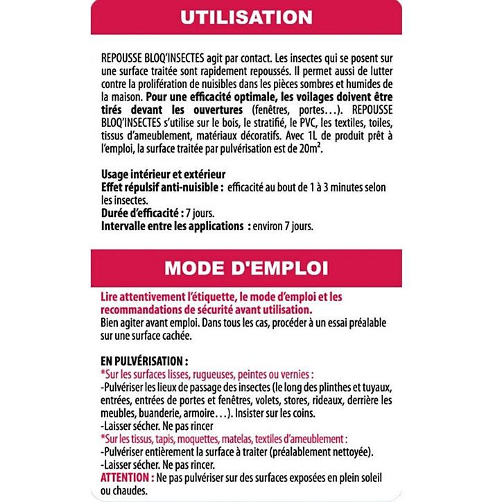 Répulsif à insectes 1L Bloq'insectes
