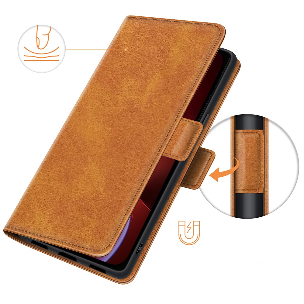 iPhone 13 Vintage Leder Tasche Flip Cover Fashion Design - Hellbraun