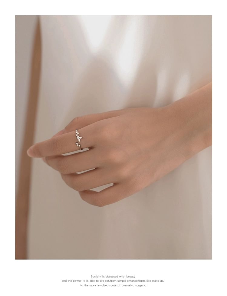 Gaya - Open ring van sterlingzilver met vlindersteentjes