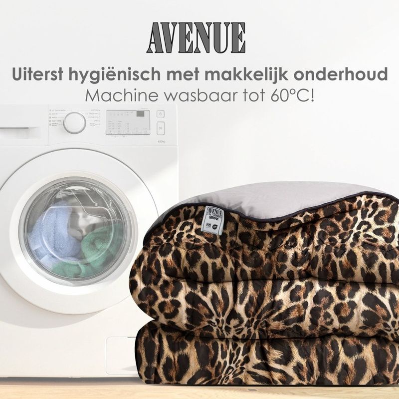 Avenue - Hoesloos Dekbed - Panter Luipaard/Taupe Grijs - 200x200 cm - Anti-allergisch