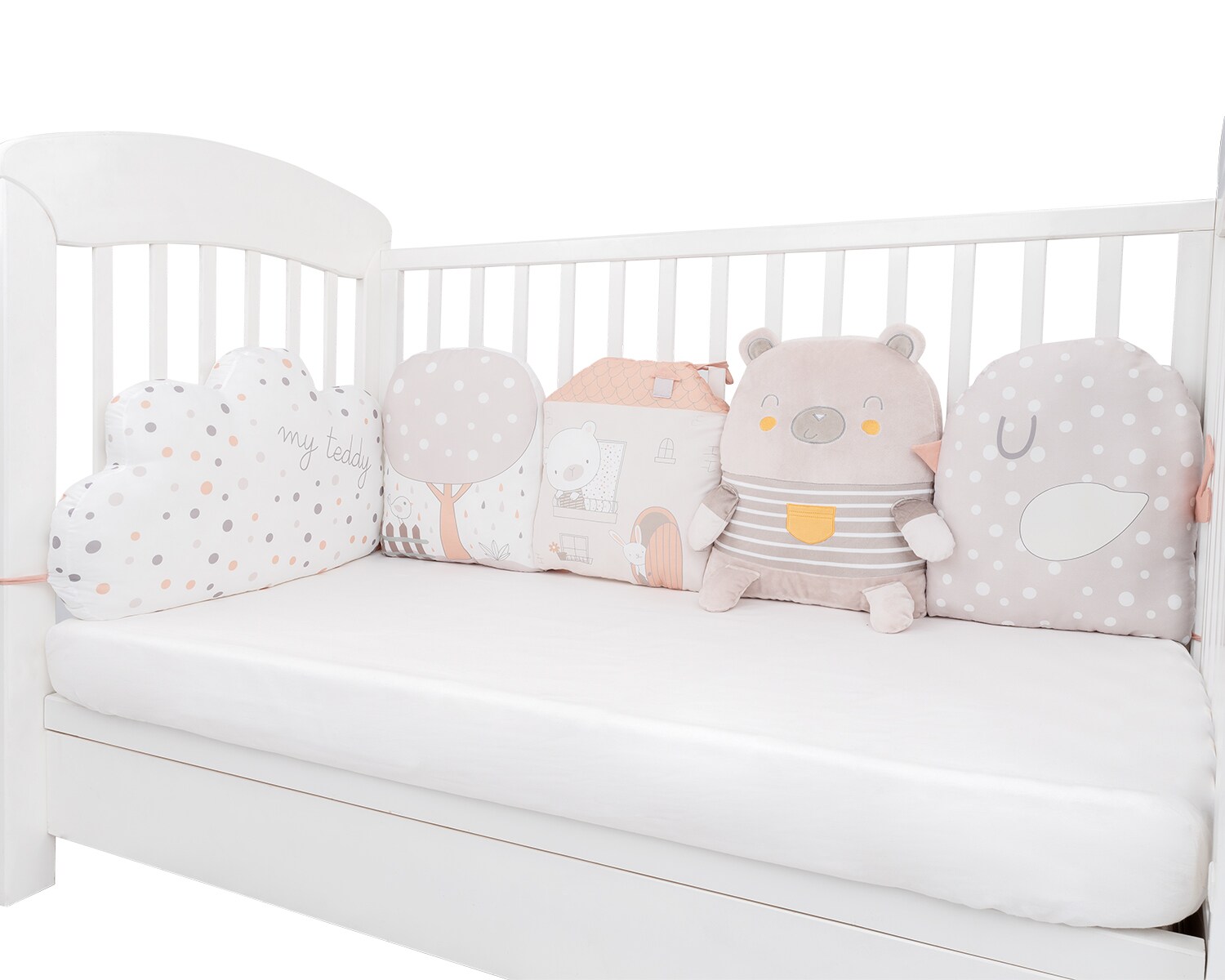 Kikkaboo Babykissen-Set 5-tlg. Plüsch Jersey Einzelkissen Maße 35 x 30 x 7 cm beige