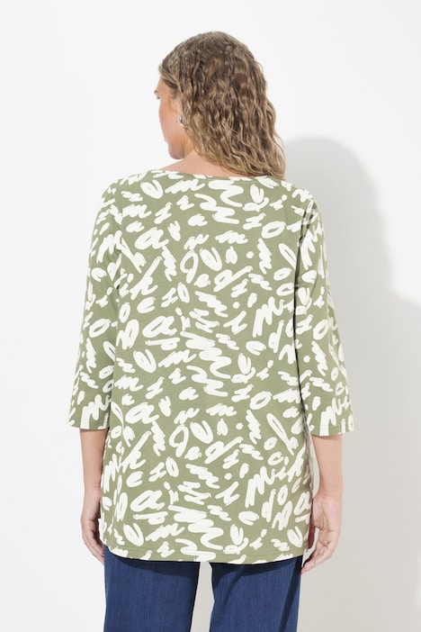 Shirt, A-Linie, Zierfalten, Carree-Ausschnitt, 3/4-Arm