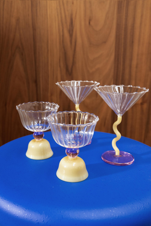 &klevering Curve coupe champagneglazen set van 2 caramel