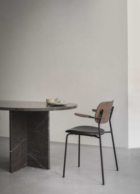 Audo Copenhagen Co eetkamerstoel met arm zitting Siërra 1611 naturel/chroom