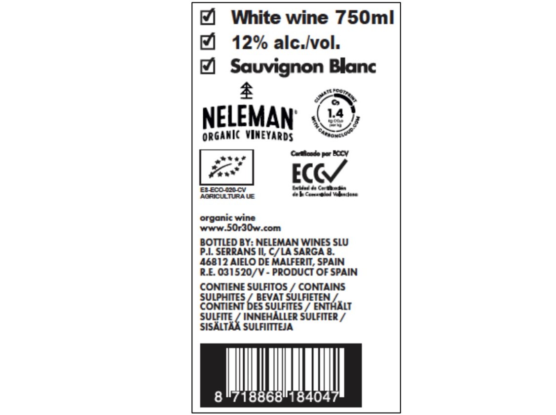 VINHO BRANCO NELEMAN 50 REASONS BIO VEGAN 750 ML
