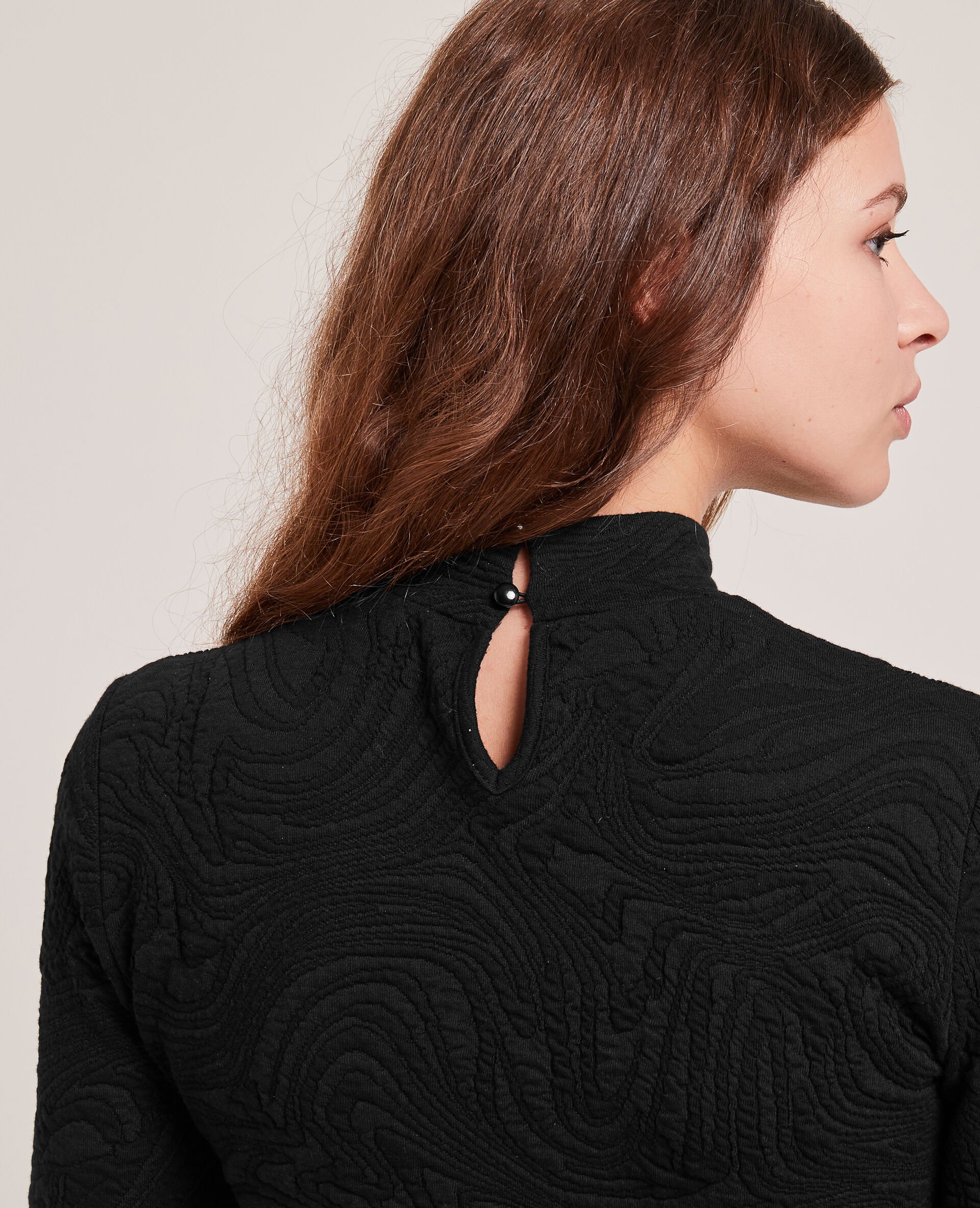 Robe courte matière jacquard - Noir