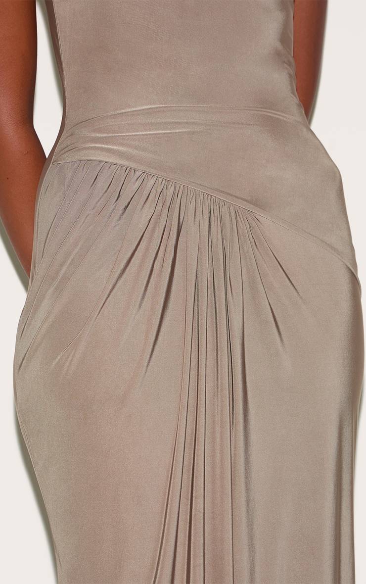 Moka Robe Longue Froncée À Taille Basse En Tissu Slinky Double Épaisseur
