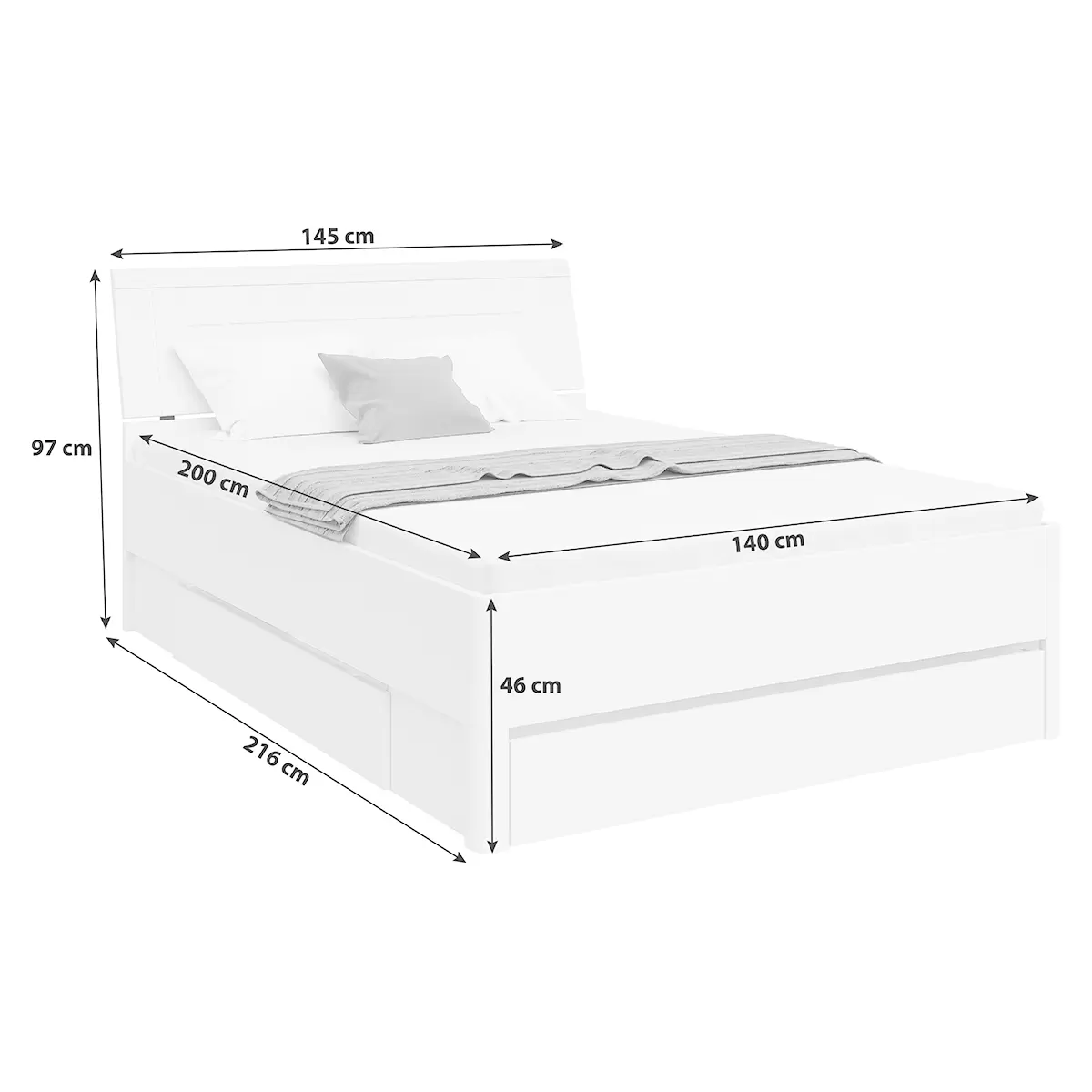 Bett Saturn 140 140 x 200 Artisan Eiche,graphit