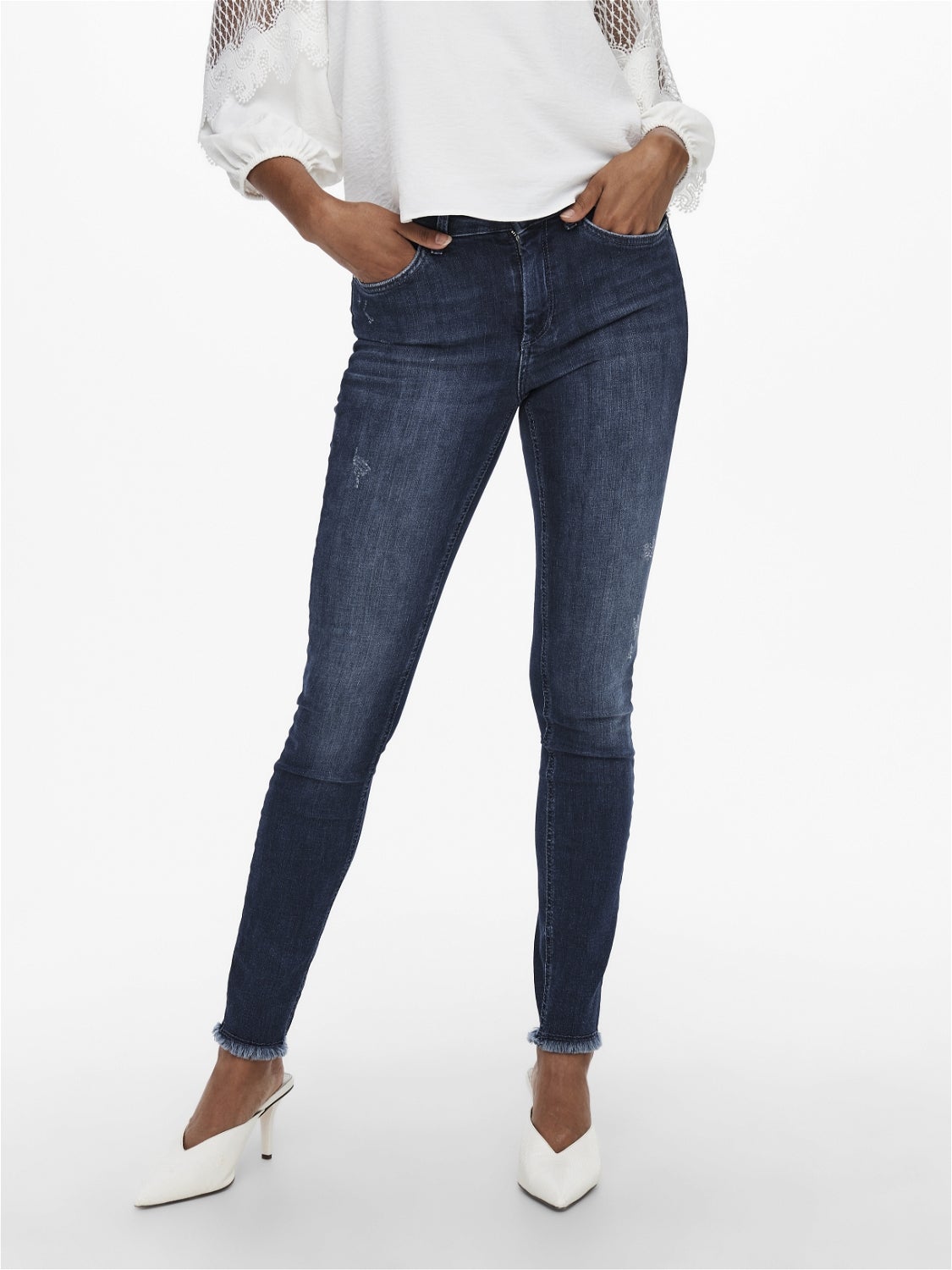 ONLBLUSH Mittlere Taille Skinny Fit Jeans Dark Blue Denim
