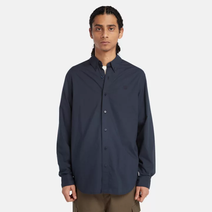 Chemise en popeline pour homme en bleu marine