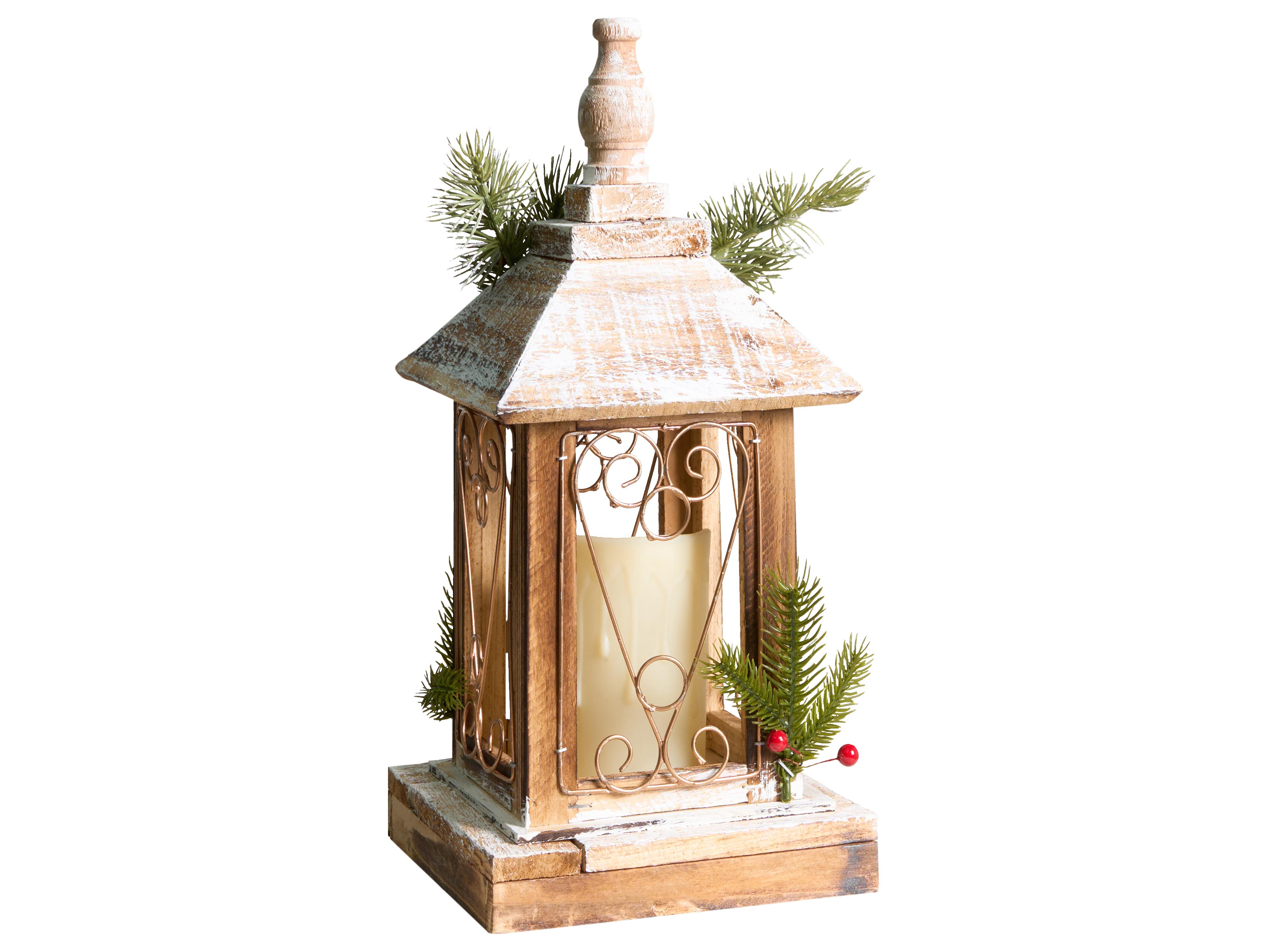 LED lantaarn SAIMA Kerstpatroon 40 cm Donkerbruin