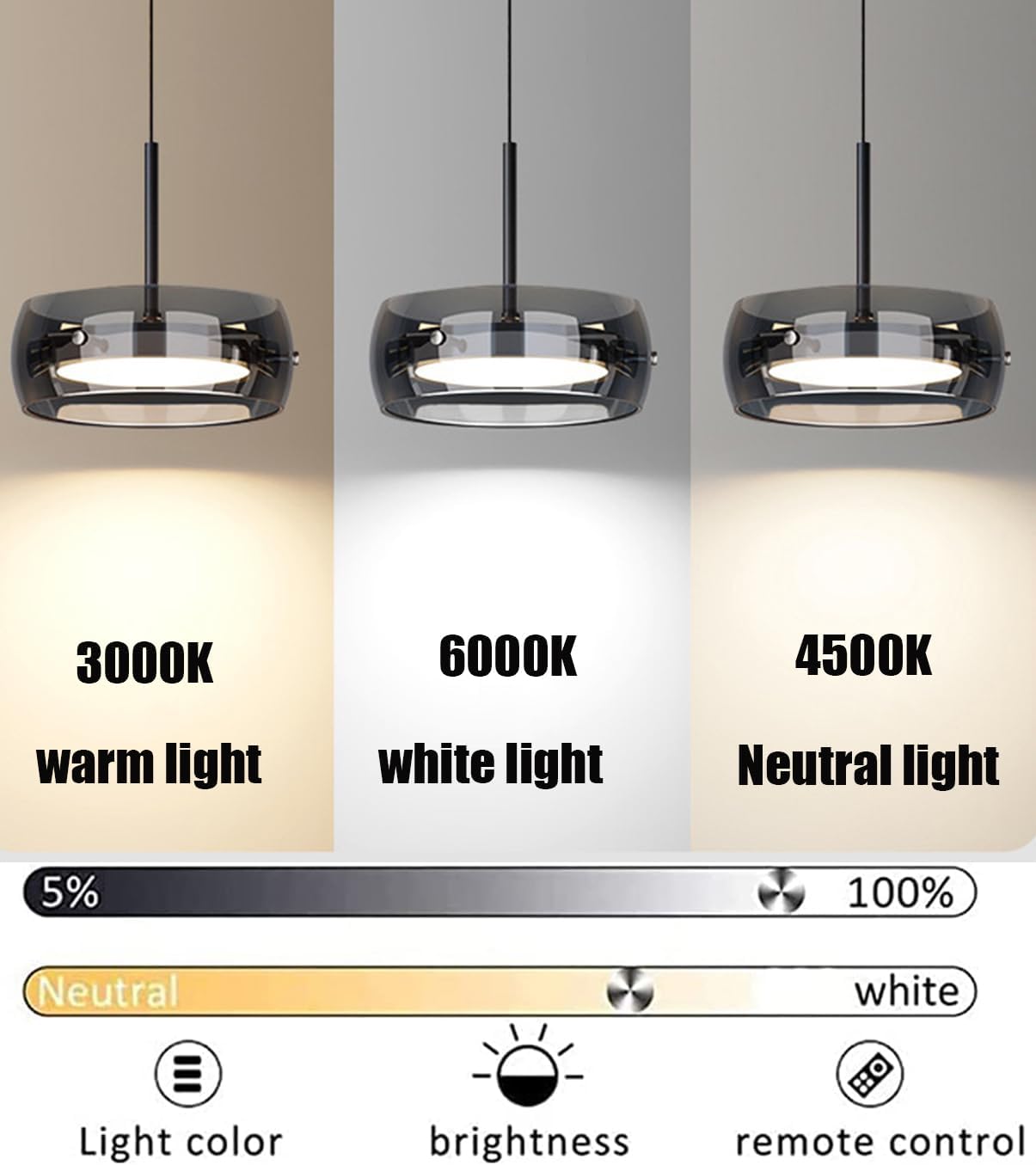 Moderne LED Pendelleuchte Kristall Glas Hängelampe Esstischlampe, Led Hängeleuchte Dimmbar Mit Fernbedienung, Höhenverstellbar für Kücheninsel Büro Esszimmer Küche Deckenlampe (4-Lichter)
