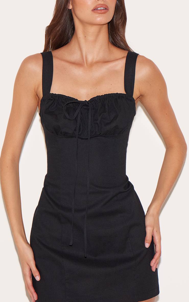 Noir Robe Droite Avec Détail Nœud