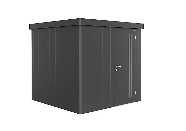 Abri de jardin simple porte Biohort Neo 2B en métal coloris gris quartz métallique ép.0,53 mm surface extérieure 4,8 m²