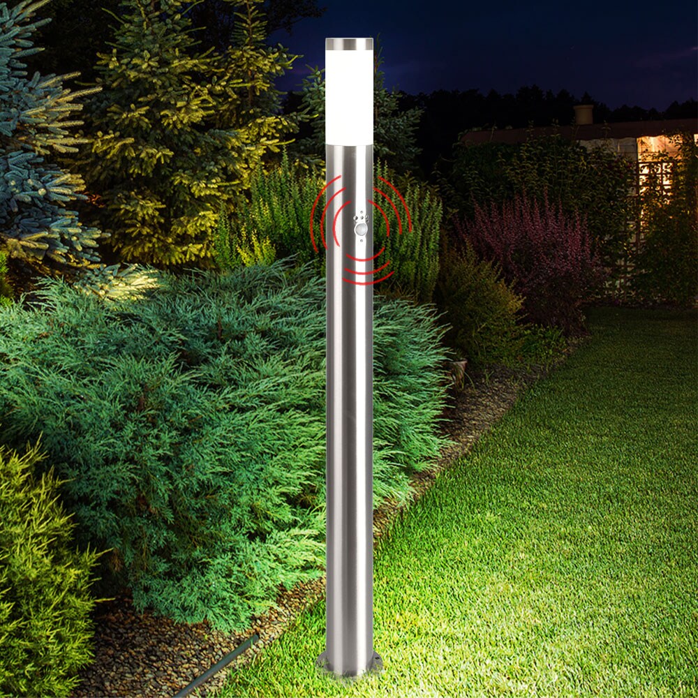 3x Stehleuchte silber, Bewegungsmelder, H 110 cm
