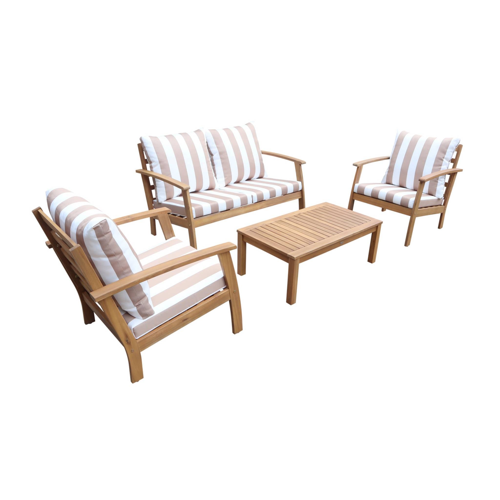 sweeek - Houten loungeset, 4 zitplaatsen