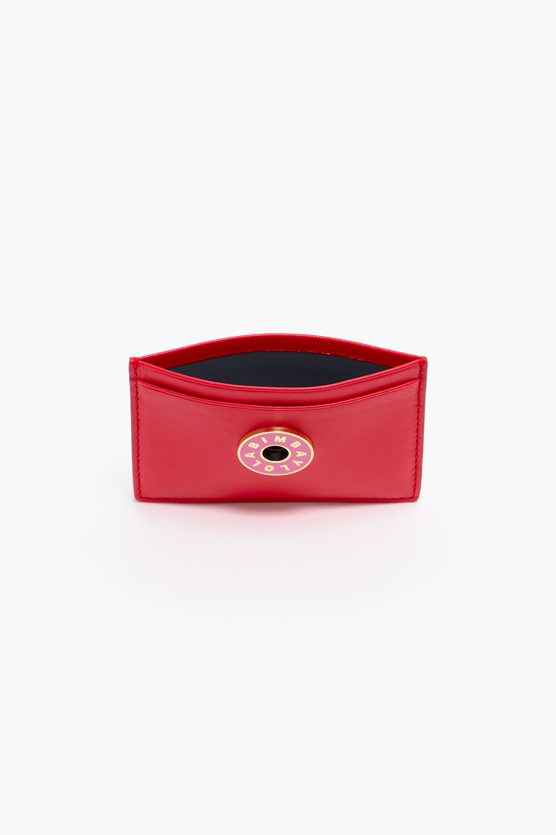 Porta-cartões em couro vermelho