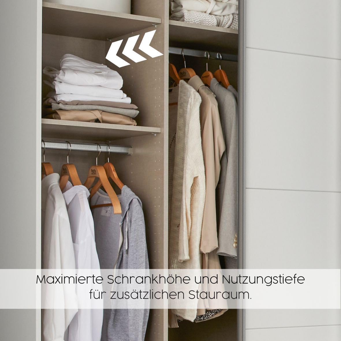 Rauch Möbel Mainz Schrank Kleiderschrank Drehtürenschrank Weiß-Grau metallic, Schwarz, 6-türig Spiegel, 4 Schubladen, Zubehörpaket Basic 4 Einlegeböden, 4 Kleiderstangen, grifflos BxHxT 271x210x54 cm