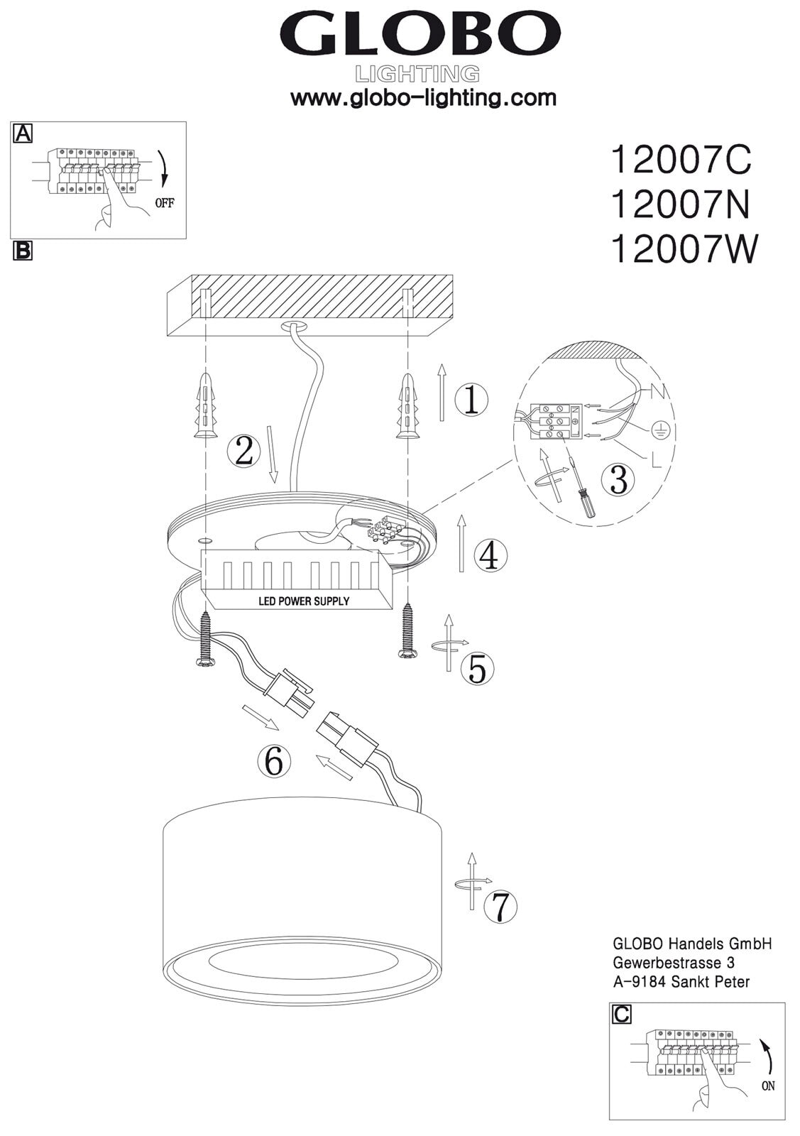 GLOBO LED Deckenlampe Ø 11 SERENA Weiß/satiniertes Glas