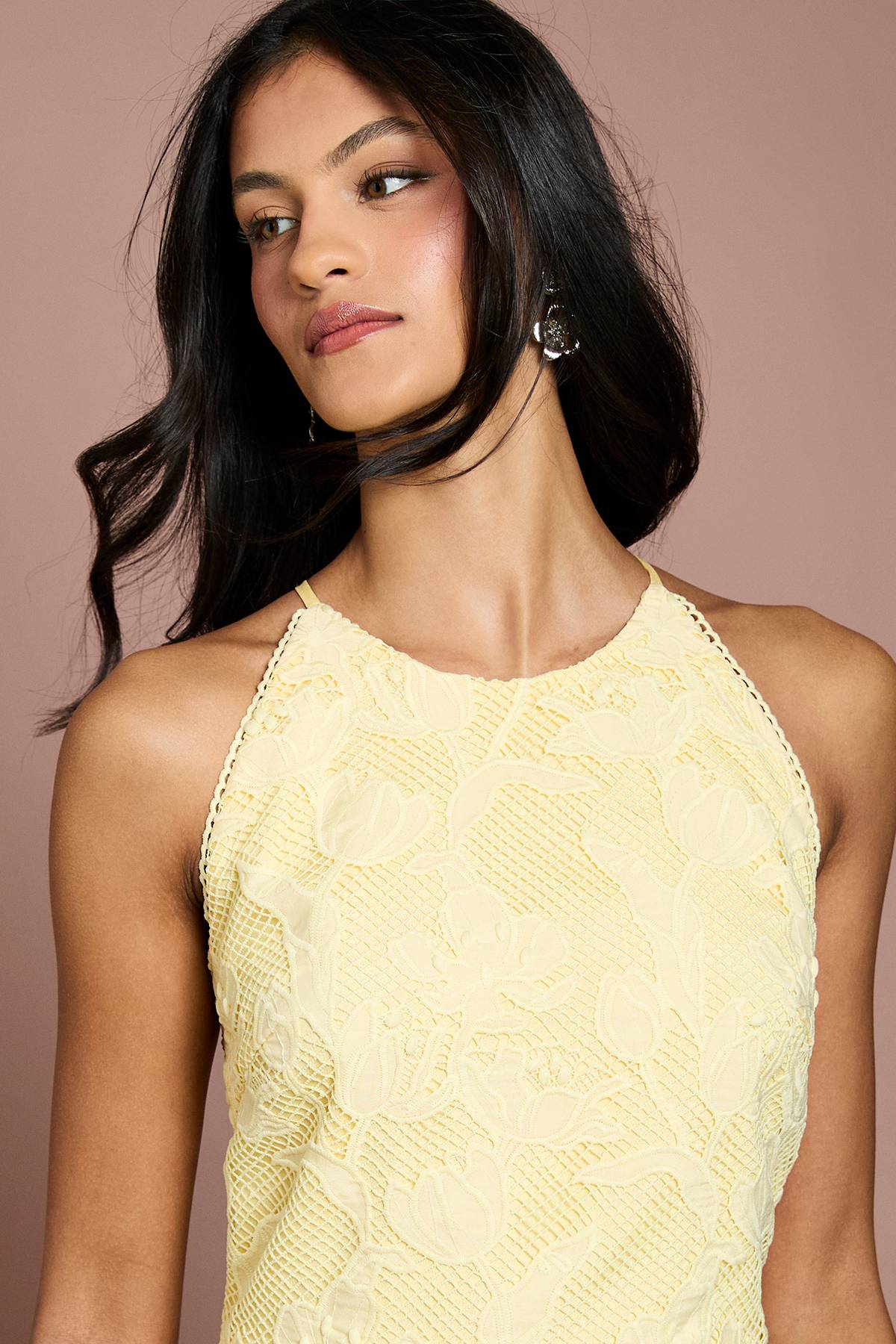 Coast Robe Mi-longue En Dentelle À Col Halter Petite Taille
