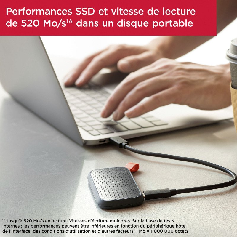 Sandisk disque SSD externe 1 To - Usb 3.2 (Usb-C) Noir