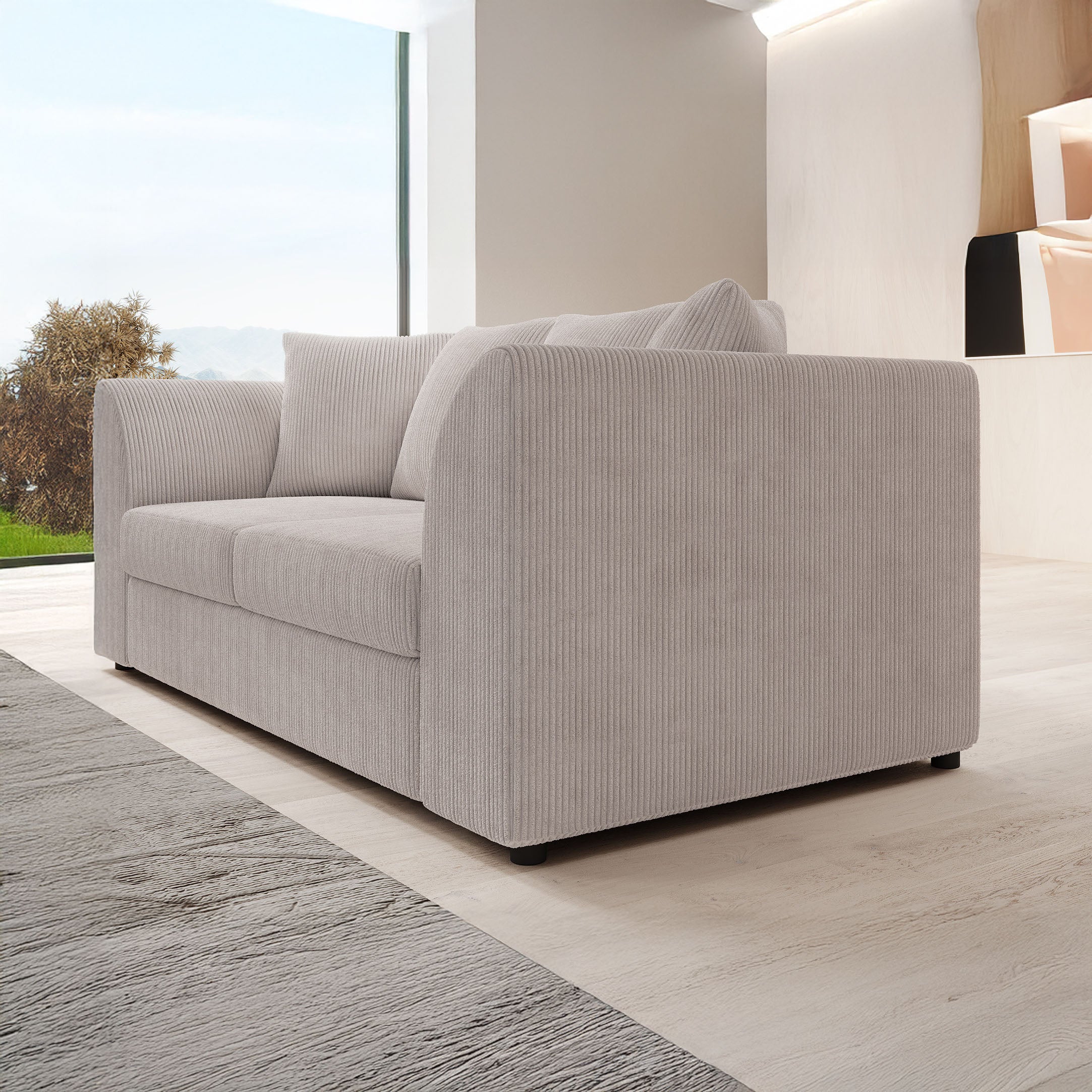 Alfort - 3-zitsbank - Ribstof beige