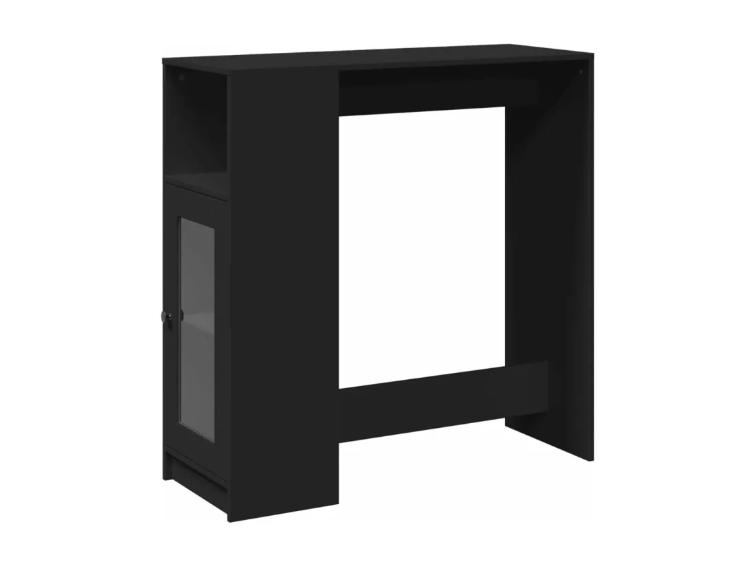 Table de bar avec étagères noir bois d'ingénierie