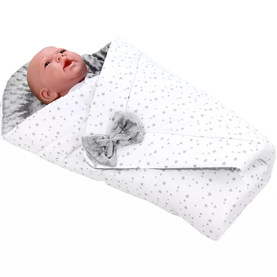 TupTam Baby Winter Einschlagdecke Warm Wattiert Minky weißgrau