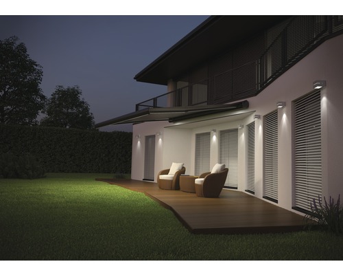 Cassettescherm Sonnino 4x3, doek effen donkergrijs, frame RAL 7022 umbragrijs, inclusief motor, afstandsbediening en LED-verlichting