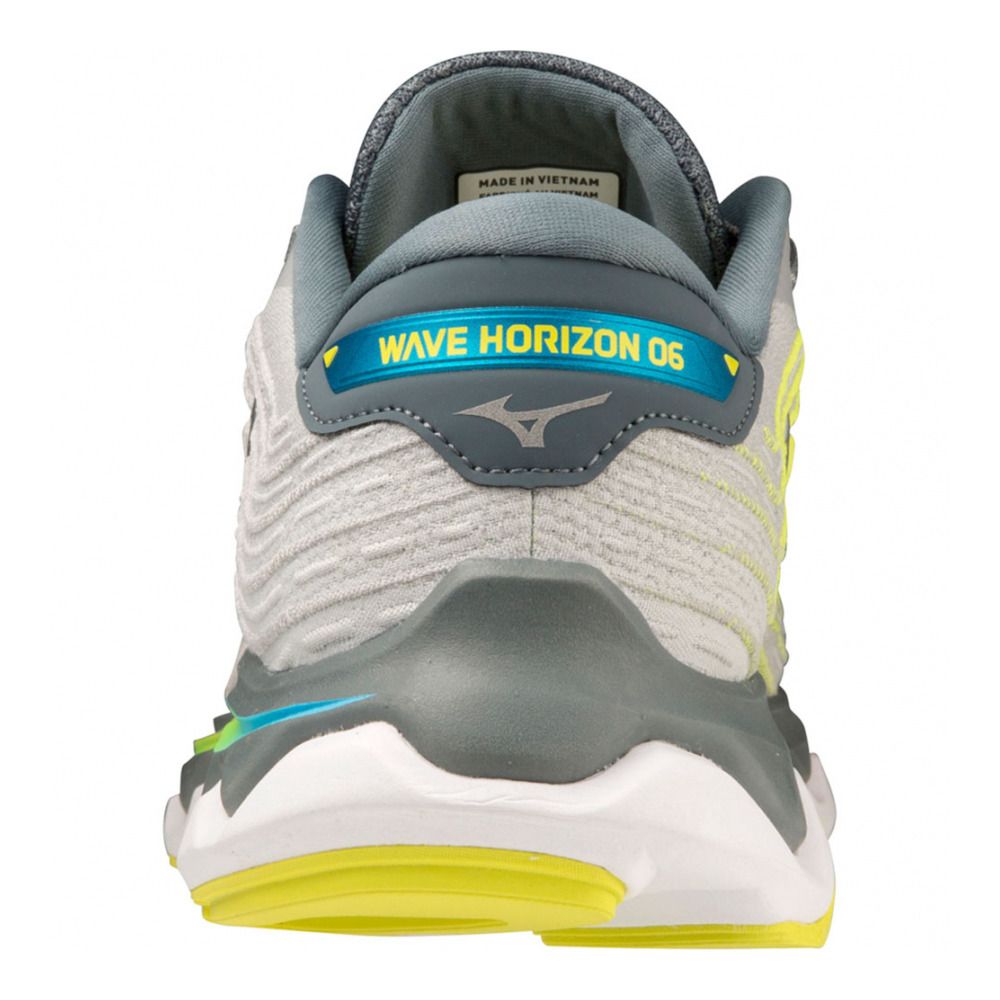 Mizuno WAVE HORIZON 6 - Chaussures running Homme pearl blue/silver/bolt(neon)