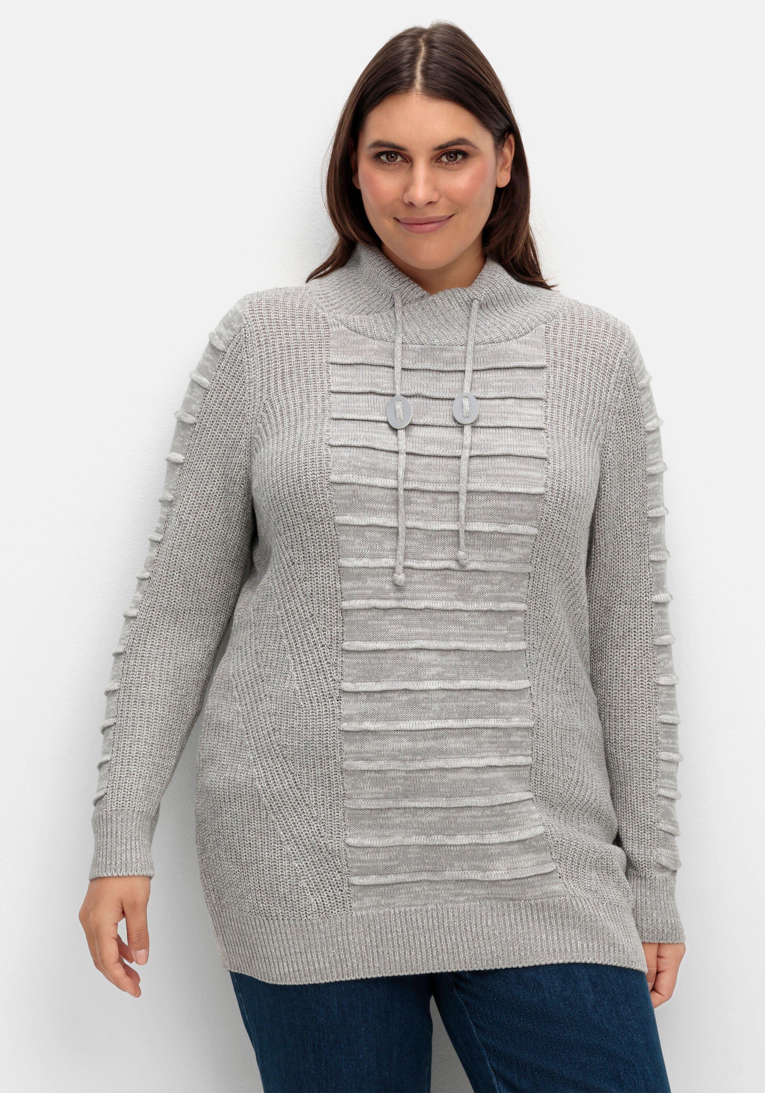 Longpullover mit Strukturmuster in Biesen-Optik