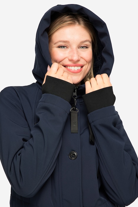 Softshell-Jacke, Fleece-Innenseite, Kapuze mit Teddyfutter