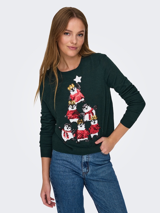 ONLY Weihnachtspullover »ONLXMAS PENGUIN TREE LS O-NECK RP KNT«