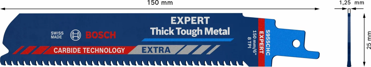 Bosch 2608900365 EXPERT Reciprozaagblad S955CHC Thick Tough Metal
