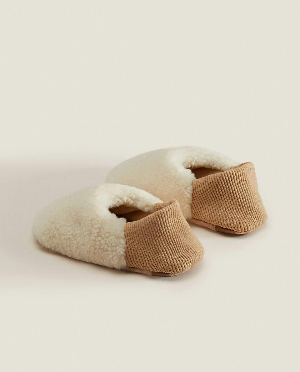 pantufas babouche de imitação de pele de carneiro
