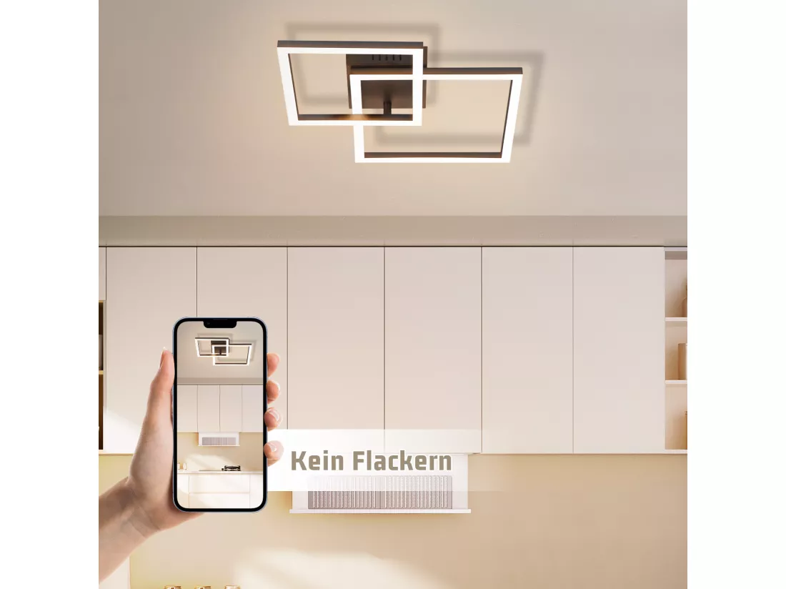 NETTLIFE Plafonnier LED plafonnier salon - 20W lampe de salon blanc chaud lampe de chambre design moderne noir