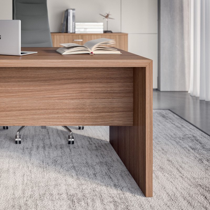 Bureau Direction avec retour piètement bois Essenzza