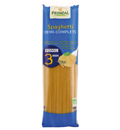 Priméal Spaghetti halfvolkoren snelkokend bio (500 gr)