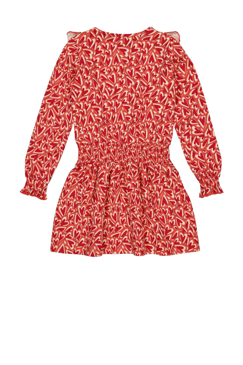 Quapi jurk WANDY met all over print en ruches rood/wit